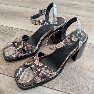 The Kooples Snakeskin Heels in Black and Brown